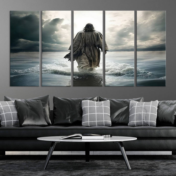 Jesus Walking on Water Wall Art | Canvas Print | Ready to Hang | Christian Home Decor | Spiritual Faith Wall Art | Inspirational Religious Wall Decor