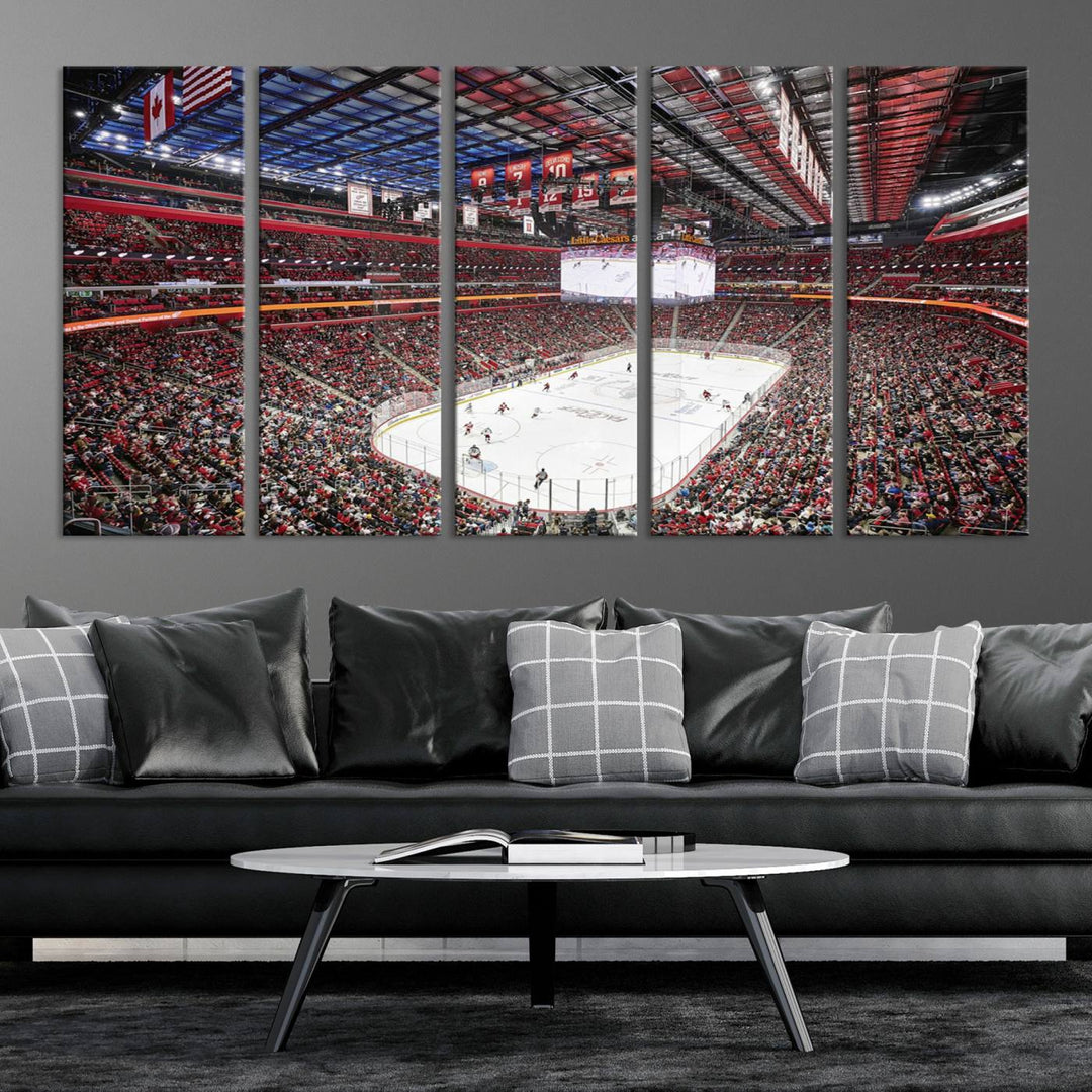 Barton Malow Little Caesars Arena Detroit Wall Art Canvas Print - Detroit Hockey and Basketball Stadium Print