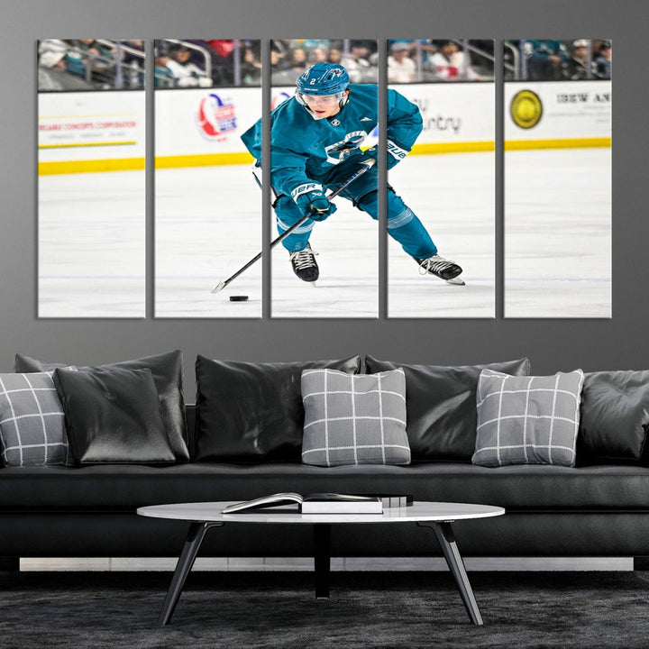 San Jose SharksIce Hockey Player Wall Art Canvas Print