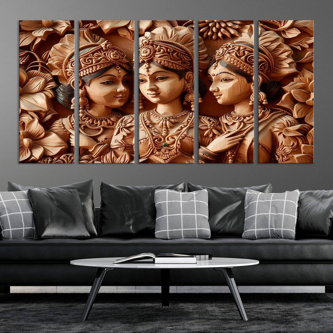 Indian Woman Statue Wall Art Canvas Print