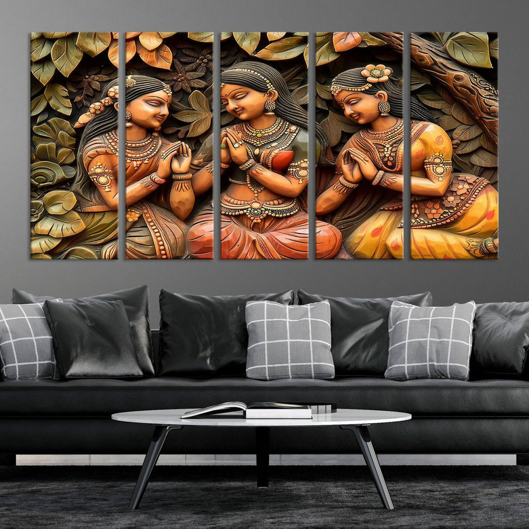 Indian Woman Statue Wall Art Canvas Print