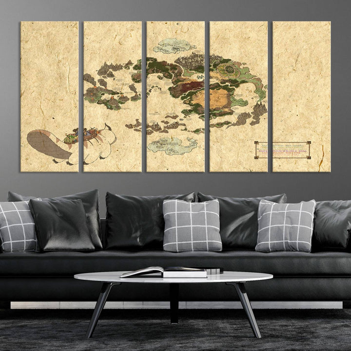 Last Air-Bender Avatar World Map Wall Art Canvas PrintWall Art Canvas Print