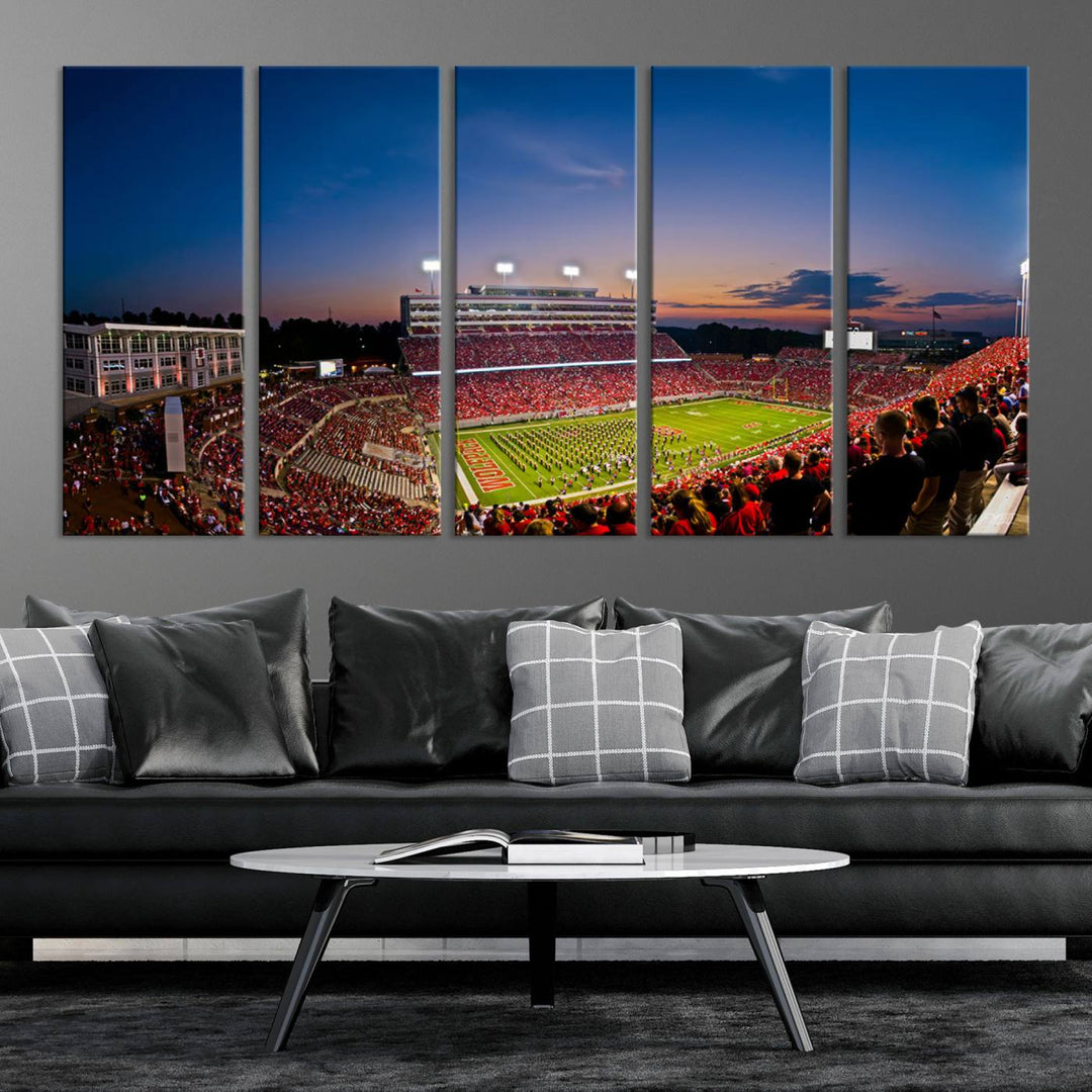 NC State Wolfpack Football Team Print - Raleigh Carter-Finley Stadium Wall Art Canvas Print