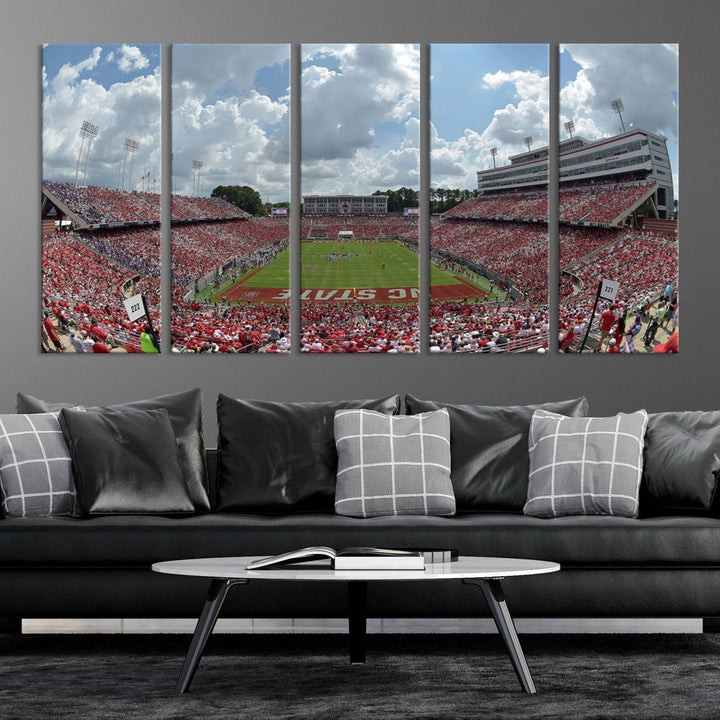 NC State Wolfpack Football Team Print - Raleigh Carter-Finley Stadium Wall Art Canvas Print