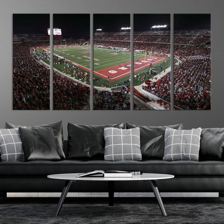 Houston Cougars Football Team Print - Houston TDECU Stadium Wall Art Canvas Print