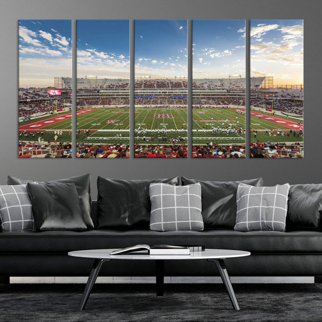 Houston Cougars Football Team Print - Houston TDECU Stadium Wall Art Canvas Print