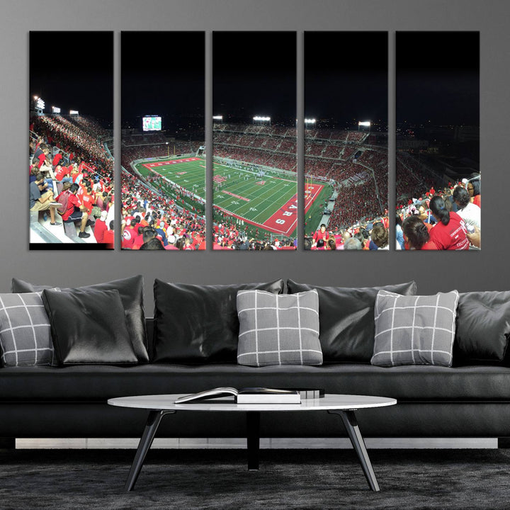 Houston Cougars Football Team Print - Houston TDECU Stadium Wall Art Canvas Print