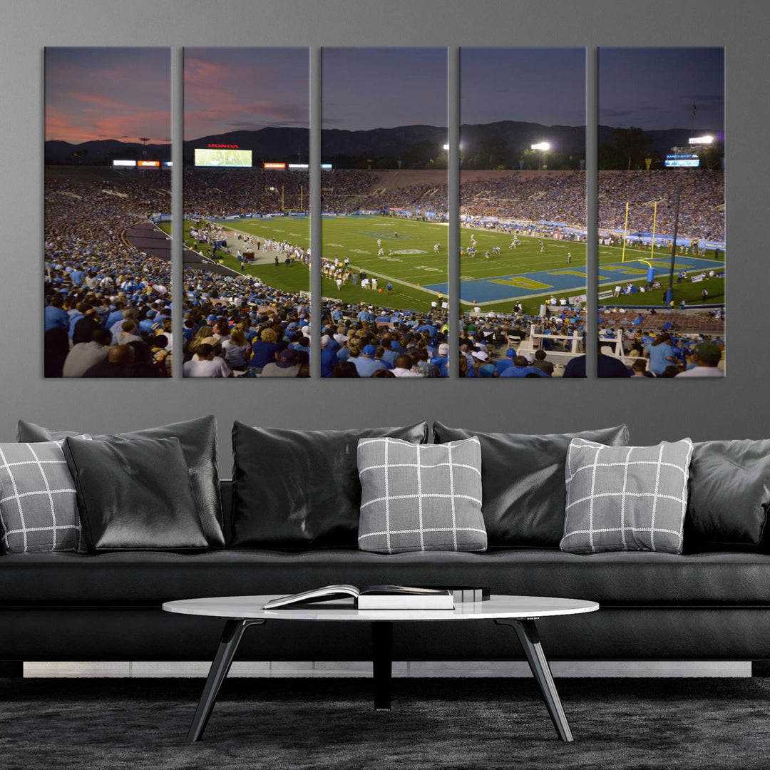 UCLA Bruins Football Team Print - Pasadena Rose Bowl Stadium Wall Art Canvas Print