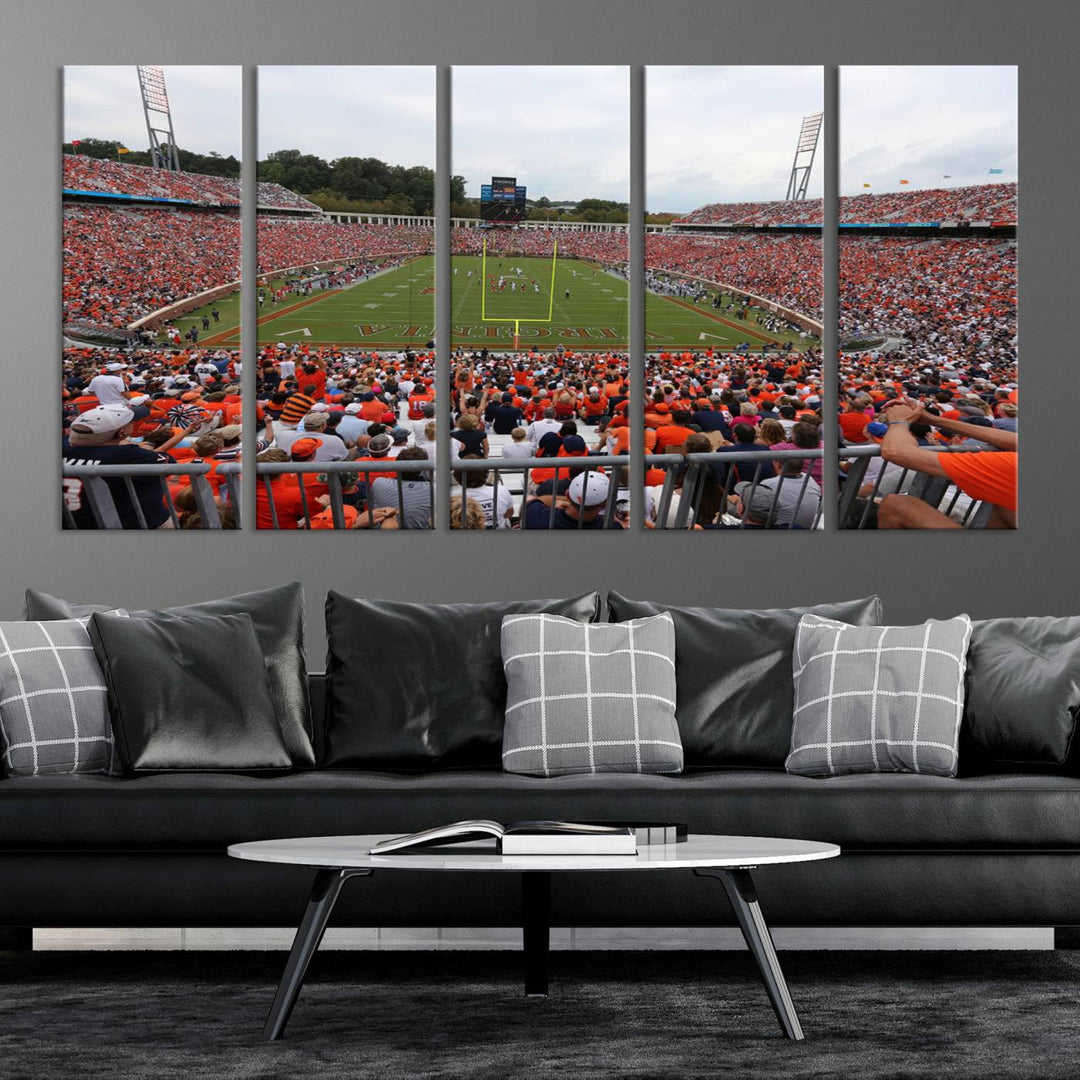 Virginia Cavaliers Football Team Print - Charlottesville Scott Stadium Wall Art Canvas Print