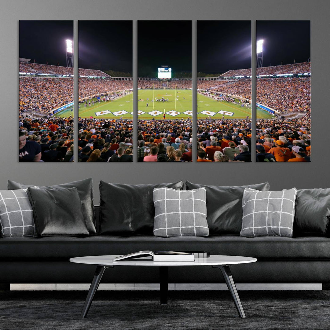 Virginia Cavaliers Football Team Print - Charlottesville Scott Stadium Wall Art Canvas Print