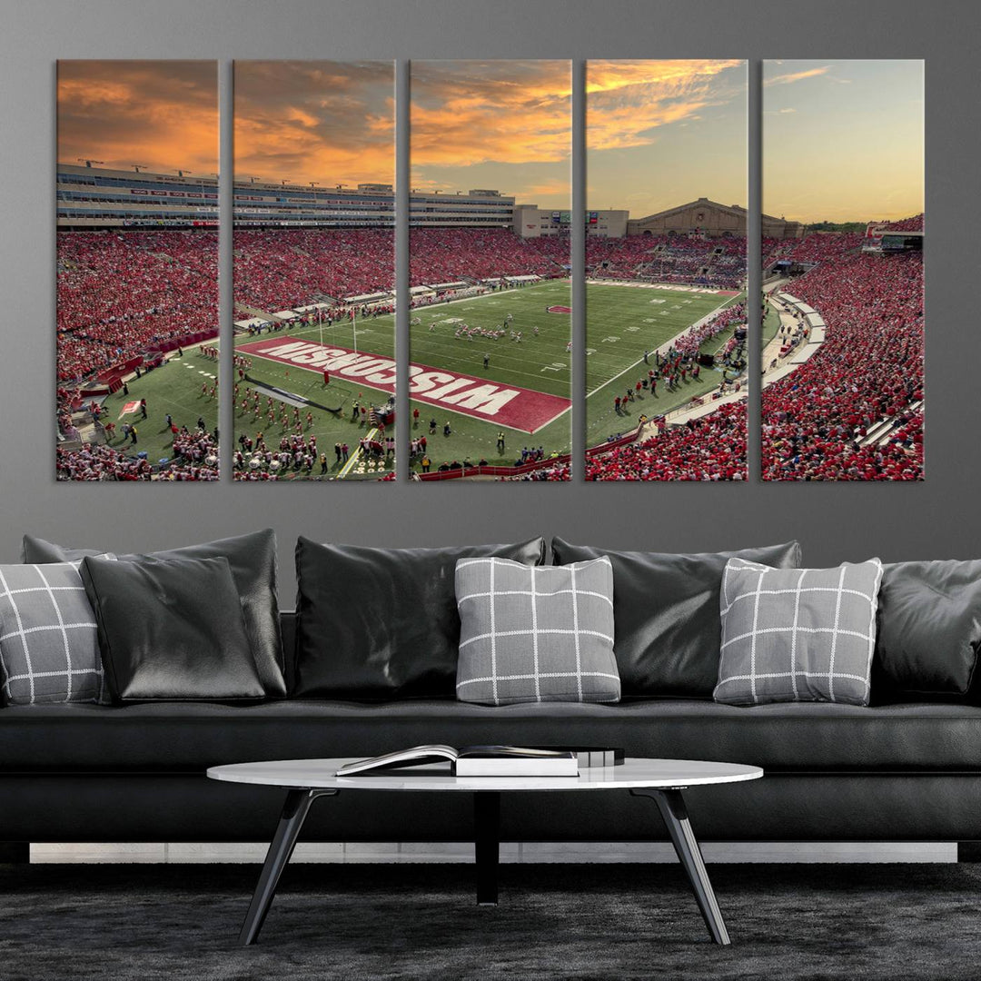 Wisconsin Badgers Football Team Print - Madison Camp Randall Stadium Wall Art Canvas Print