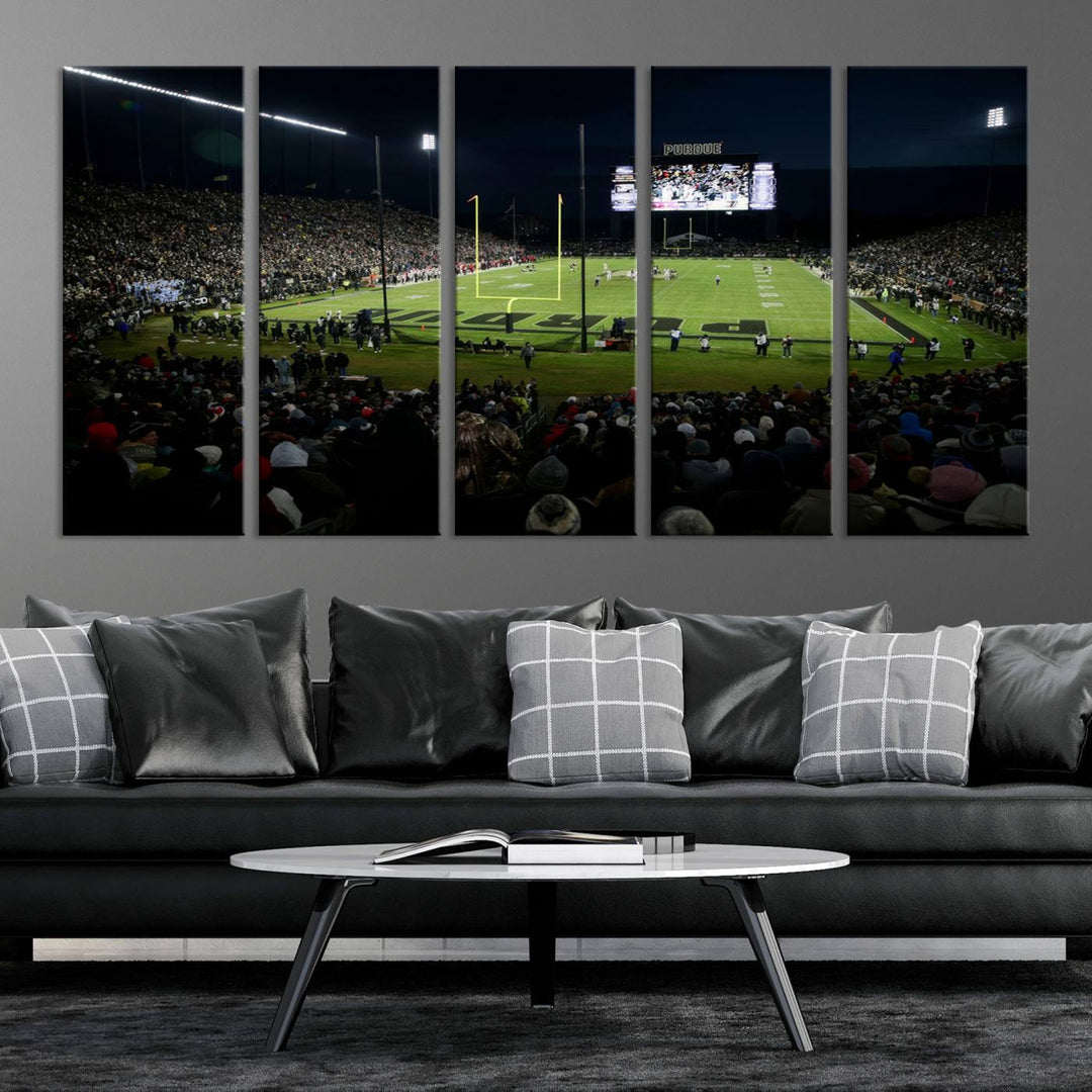 Purdue Boilermakers Football Team Print - West Lafayette Ross–Ade Stadium Wall Art Canvas Print