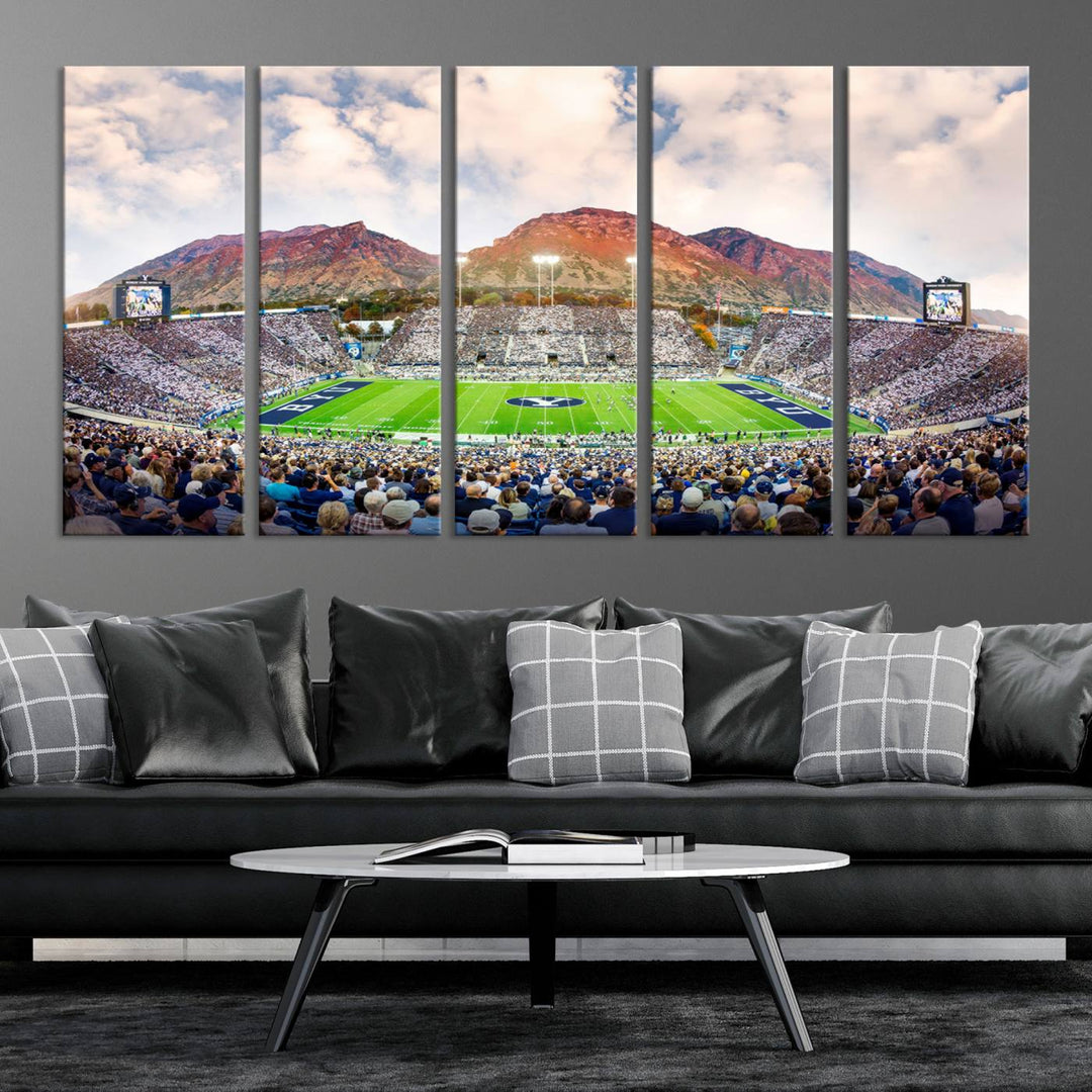 Brigham Young University Cougars Football Team Print - Provo LaVell Edwards Stadium Wall Art Canvas Print.