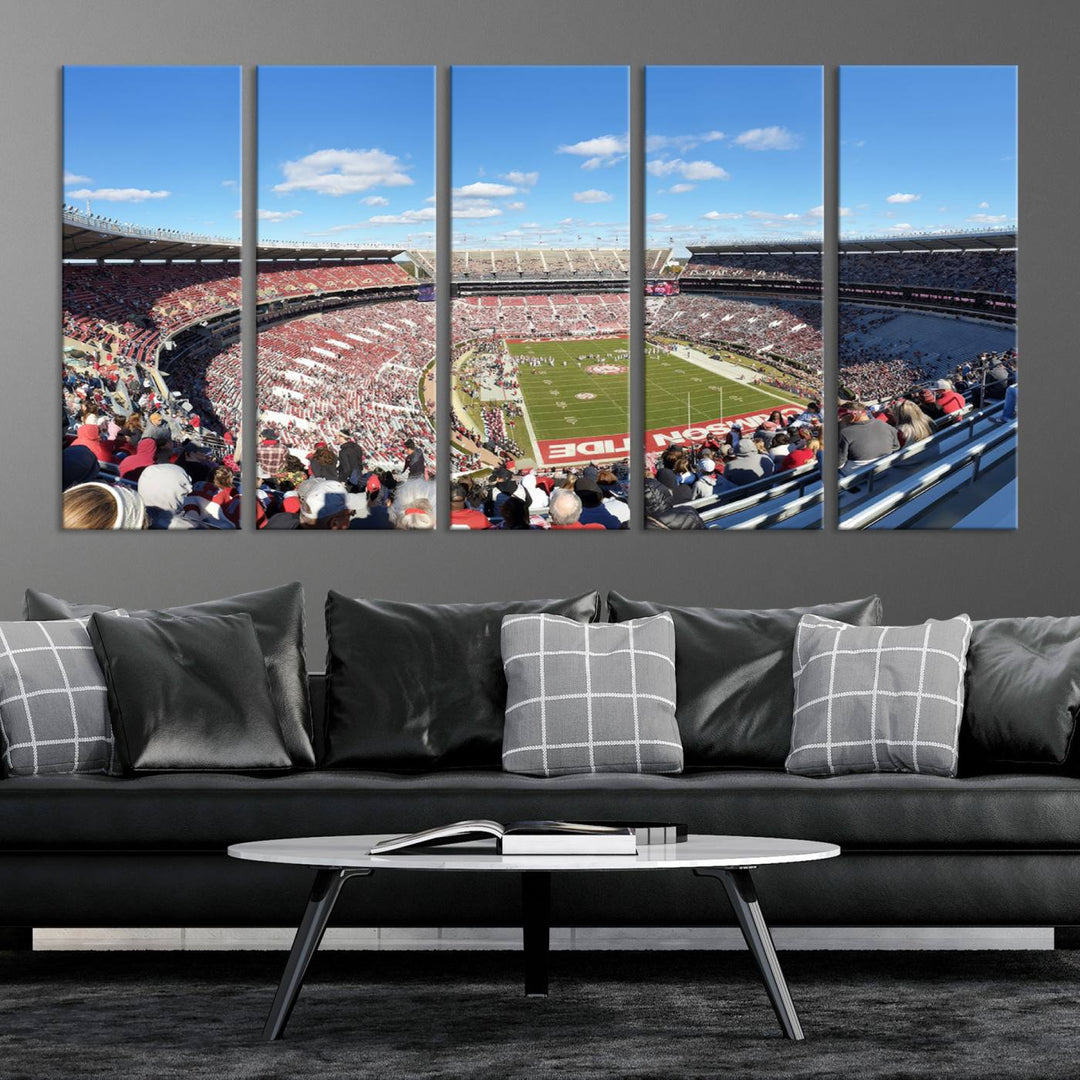 University of Alabama Crimson Tide Football Team Print - Tuscaloosa Bryant-Denny Stadium Wall Art Canvas Print