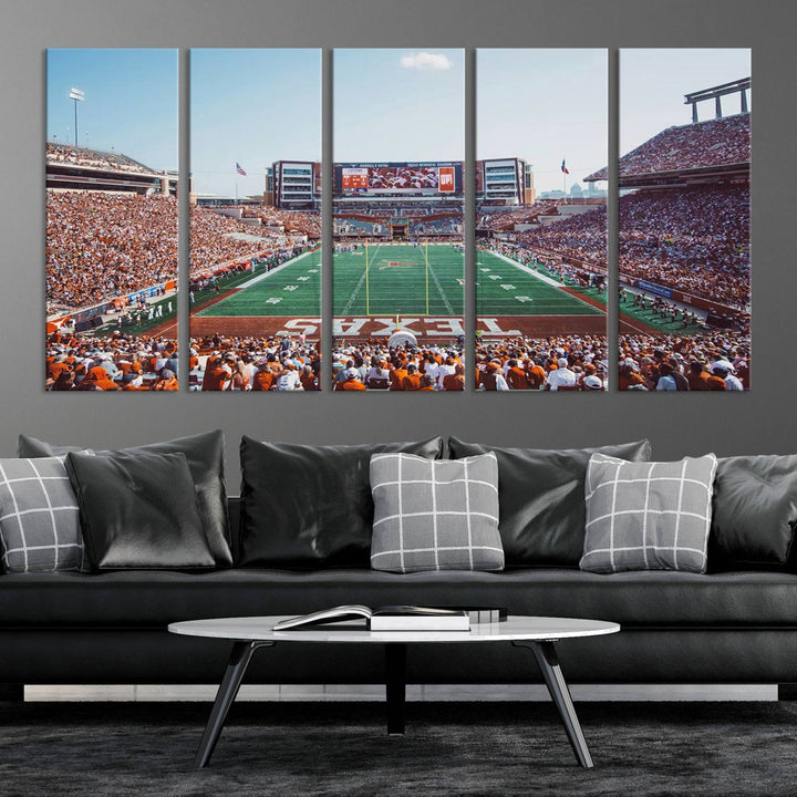 University of Texas Longhorns Football Team Print - Austin Darrell K Royal-Texas Memorial Stadium at Campbell-Williams Field Wall Art Canvas Print