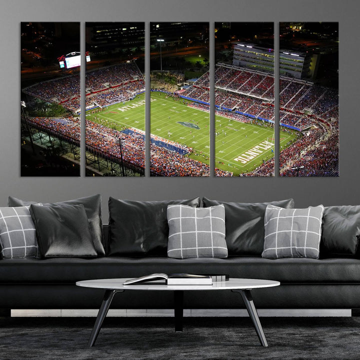 Florida Atlantic University Owls Football Team Print - Boca Raton FAU Stadium Wall Art Canvas Print