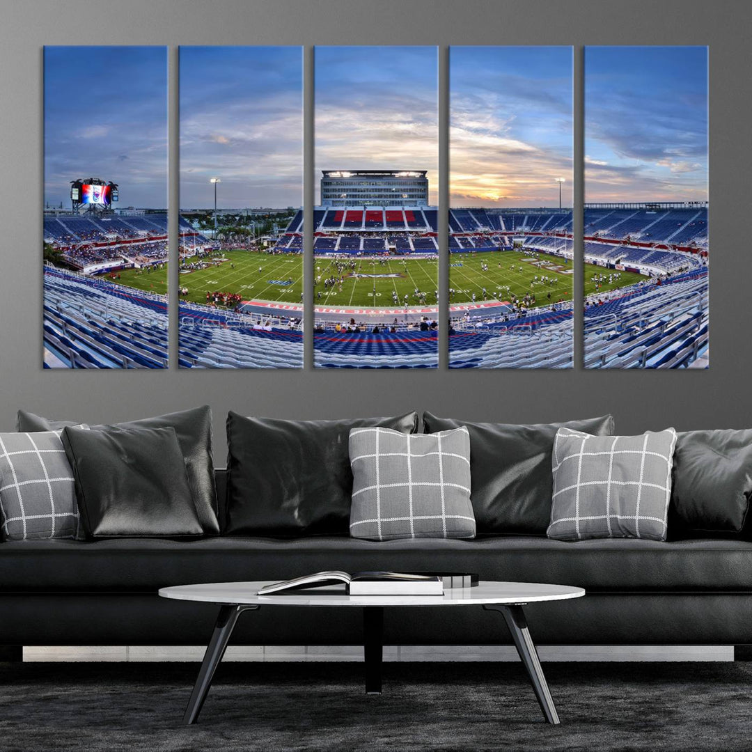 Florida Atlantic University Owls Football Team Print - Boca Raton FAU Stadium Wall Art Canvas Print