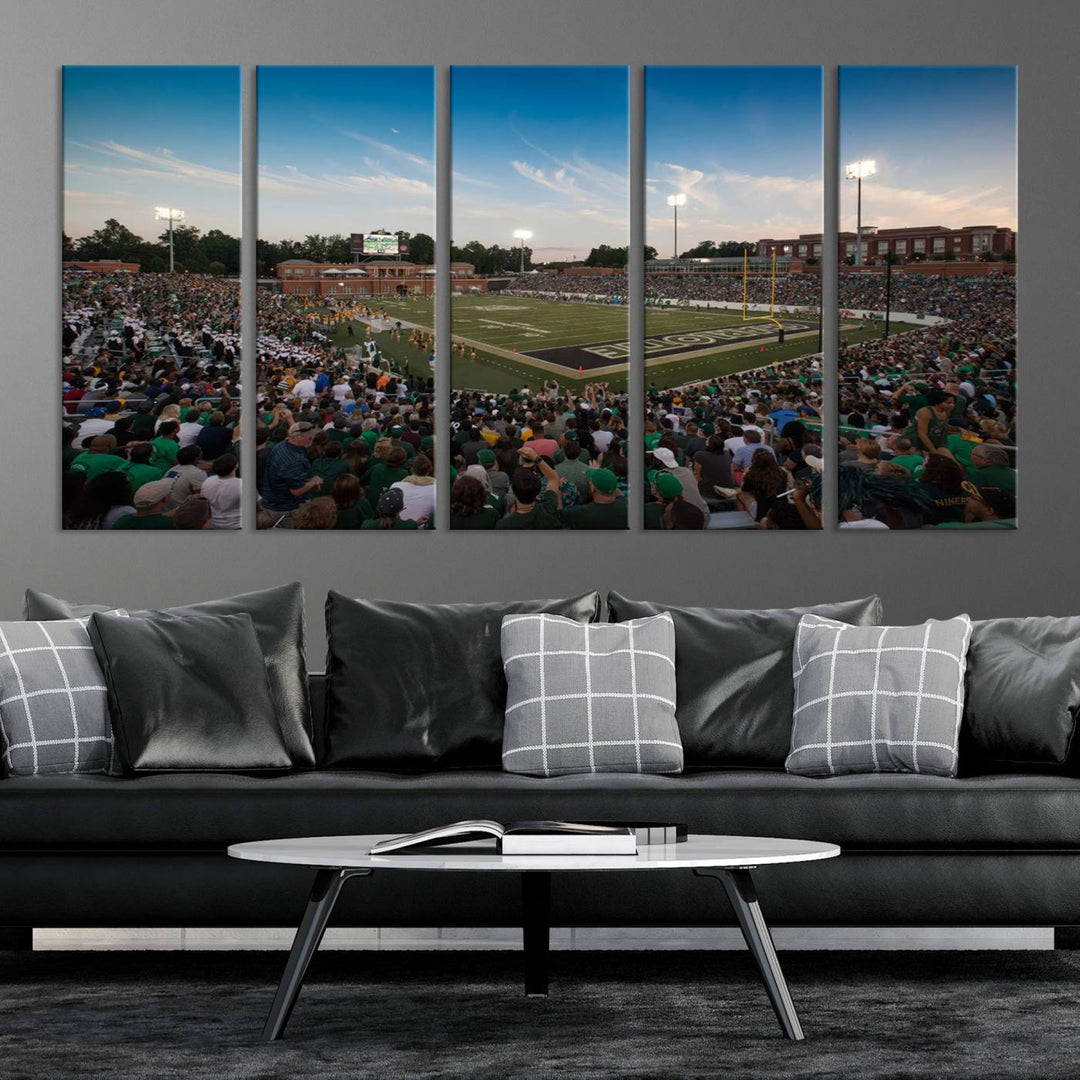 University of Charlotte 49ers Football Team Print - Charlotte Jerry Richardson Stadium Wall Art Canvas Print