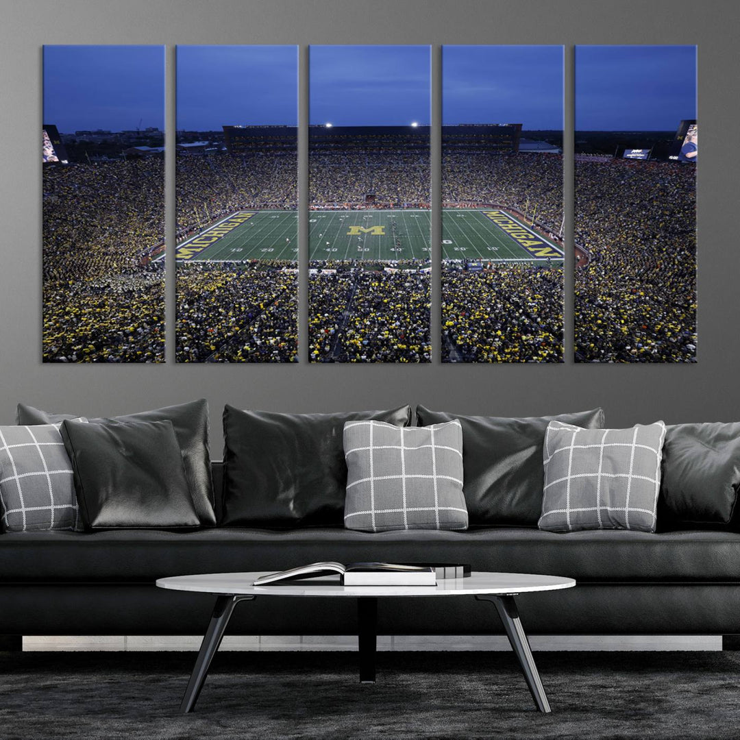 University of Michigan Wolverines Football Team Print - Ann Arbor Michigan Stadium Wall Art Canvas Print