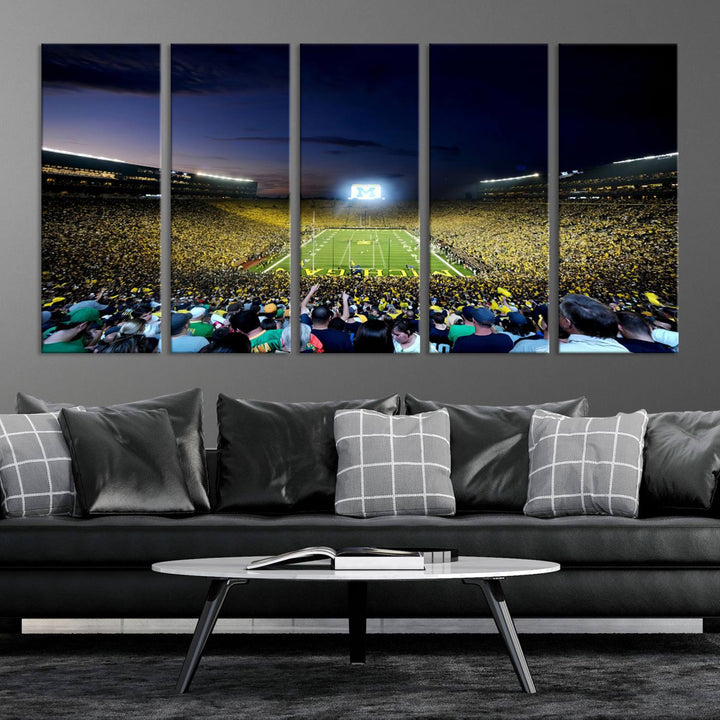 University of Michigan Wolverines Football Team Print - Ann Arbor Michigan Stadium Wall Art Canvas Print