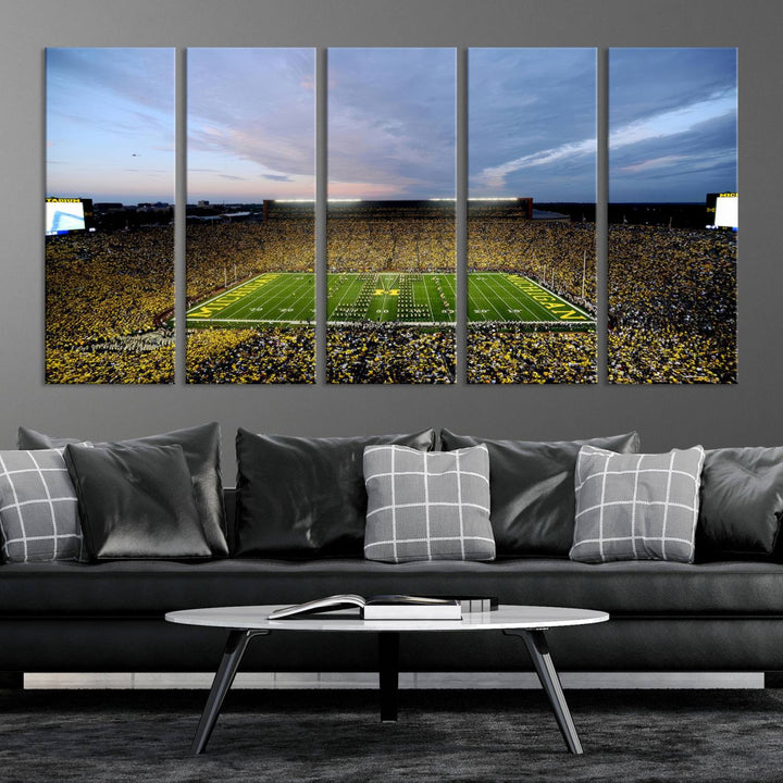 University of Michigan Wolverines Football Team Print - Ann Arbor Michigan Stadium Wall Art Canvas Print