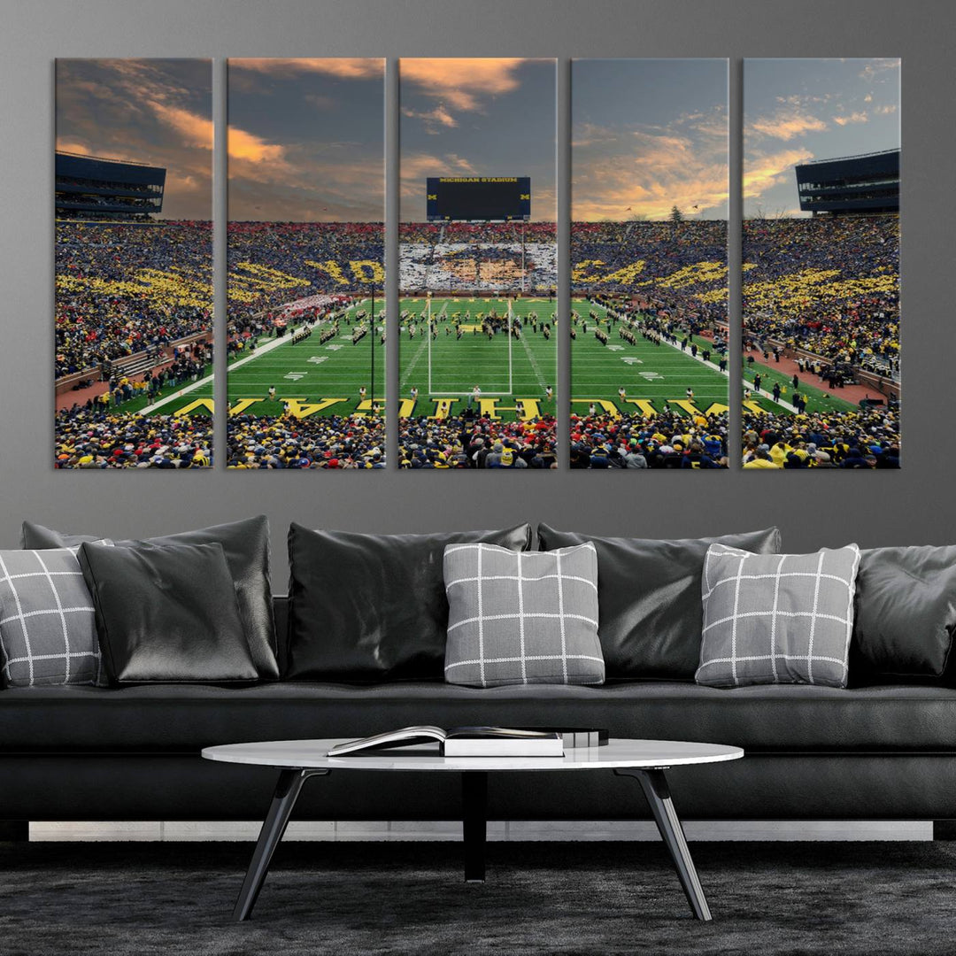 University of Michigan Wolverines Football Team Print - Ann Arbor Michigan Stadium Wall Art Canvas Print