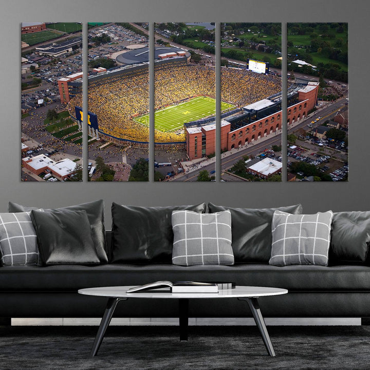 University of Michigan Wolverines Football Team Print - Ann Arbor Michigan Stadium Wall Art Canvas Print