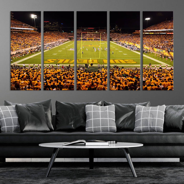 ASU Sun Devils Football Team Print - Phoenix Mountain America Stadium Wall Art Canvas Print