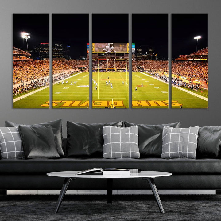 ASU Sun Devils Football Team Print - Phoenix Mountain America Stadium Wall Art Canvas Print