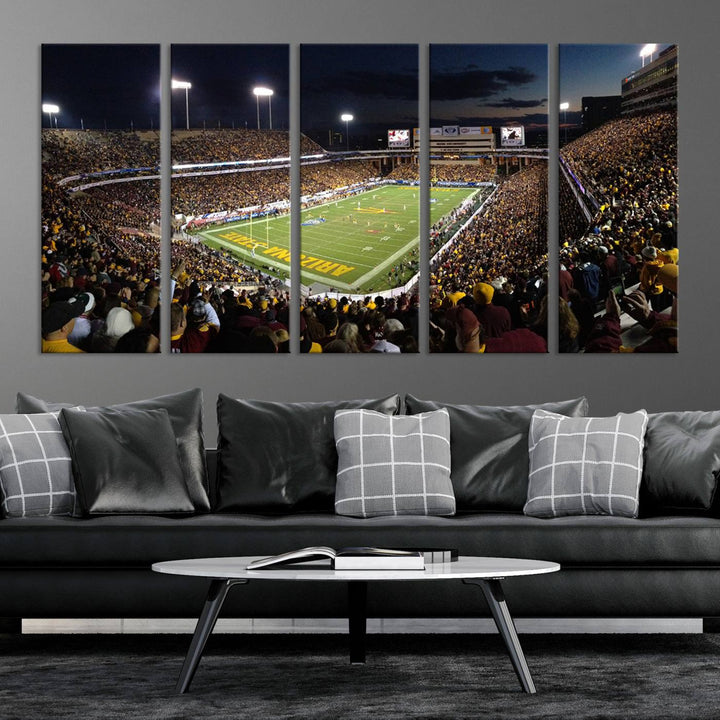 ASU Sun Devils Football Team Print - Phoenix Mountain America Stadium Wall Art Canvas Print