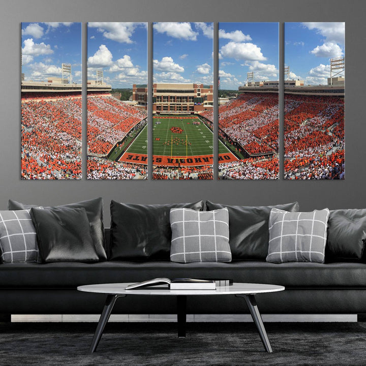 Oklahoma State Cowboys Football Team Print - Stillwater Boone Pickens Stadium Wall Art Canvas Print