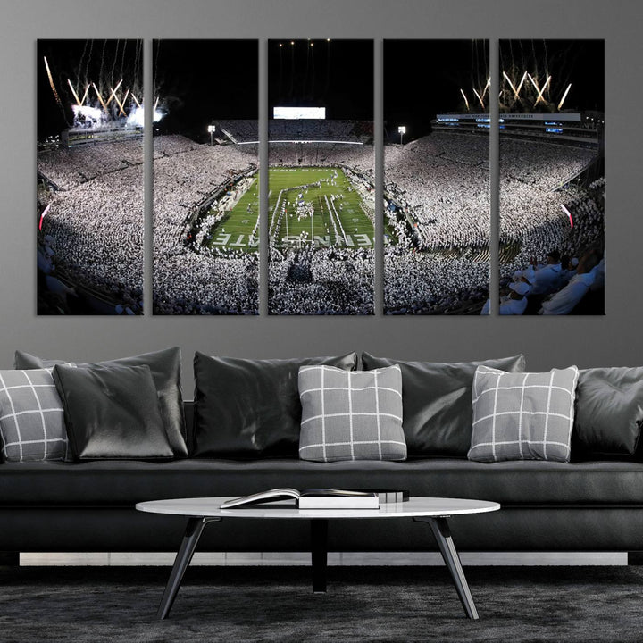 Penn State Nittany Lions Football Team Print - University Park Beaver Stadium Wall Art Canvas Print