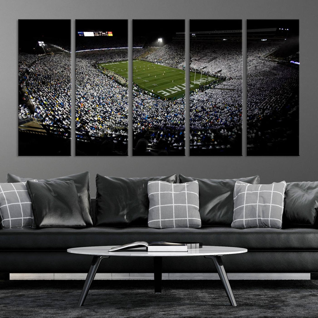 Penn State Nittany Lions Football Team Print - University Park Beaver Stadium Wall Art Canvas Print