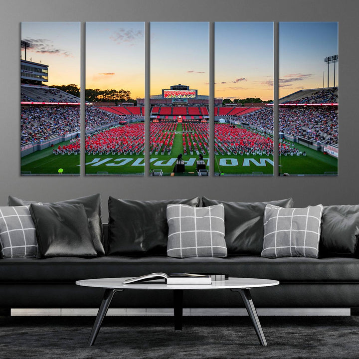 NC State Wolfpack Football Team Print - Raleigh Carter-Finley Stadium Wall Art Canvas Print