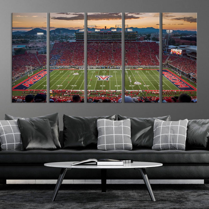 Arizona Wildcats Football Team Print - Tucson Arizona Stadium Wall Art Canvas Print