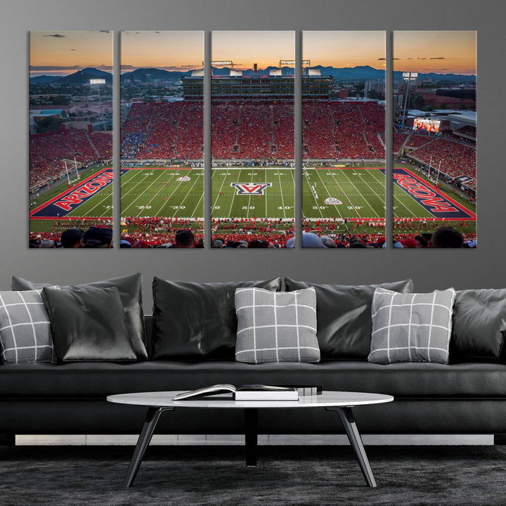 Arizona Wildcats Football Team Print - Tucson Arizona Stadium Wall Art Canvas Print