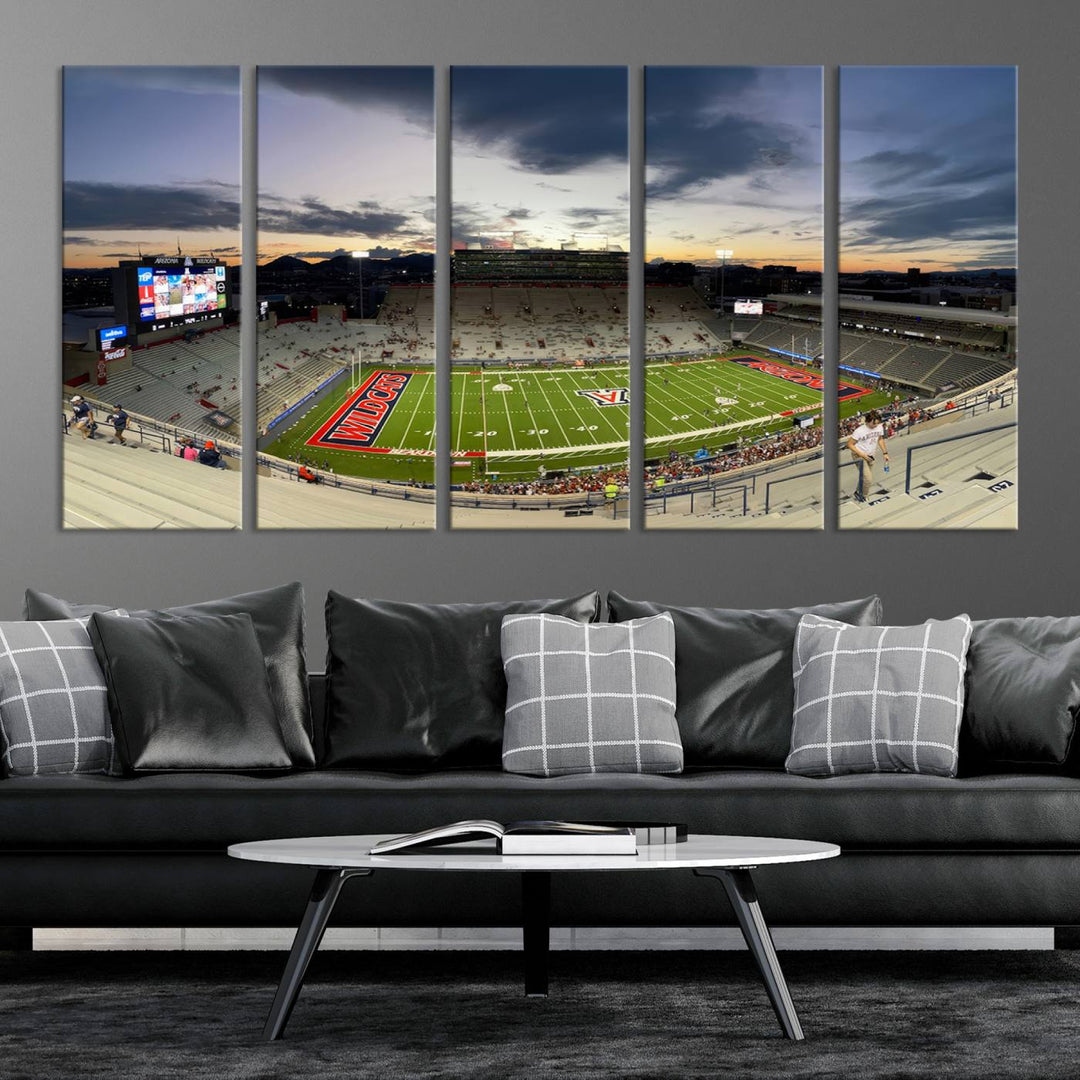 Arizona Wildcats Football Team Print - Tucson Arizona Stadium Wall Art Canvas Print