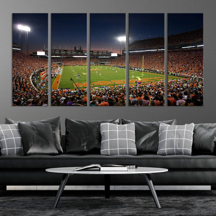 Clemson University Tigers Football Team Print - Clemson Memorial Stadium Wall Art Canvas Print