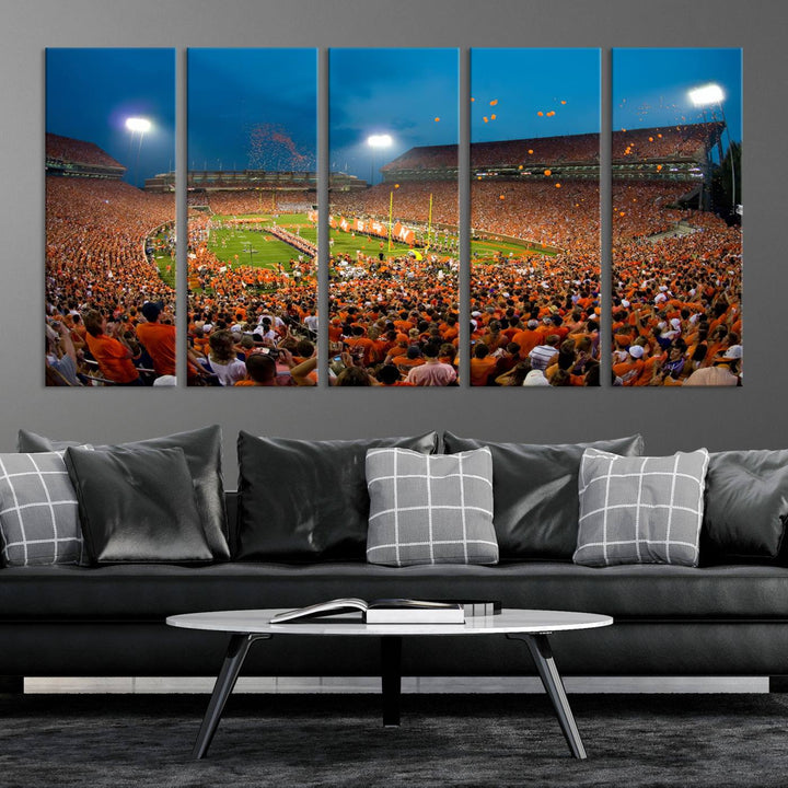 Clemson University Tigers Football Team Print - Clemson Memorial Stadium Wall Art Canvas Print