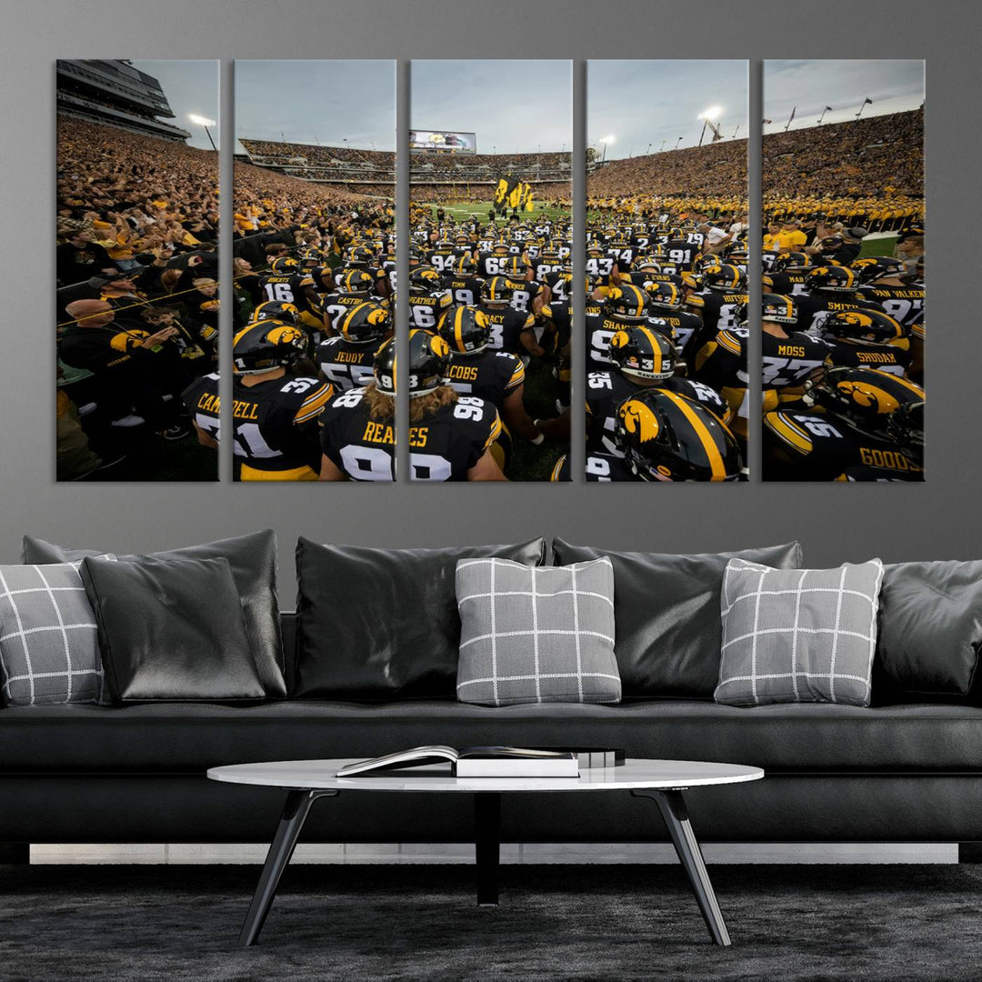 Iowa University Hawkeyes Football Team Print - Iowa City Kinnick Stadium Wall Art Canvas Print