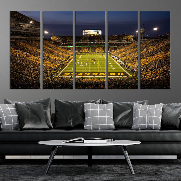 Iowa University Hawkeyes Football Team Print - Iowa City Kinnick Stadium Wall Art Canvas Print