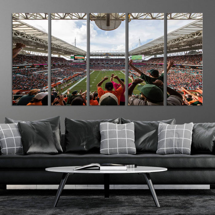 Miami Hurricanes Football Team Print - Miami Hard Rock Stadium Wall Art Canvas Print