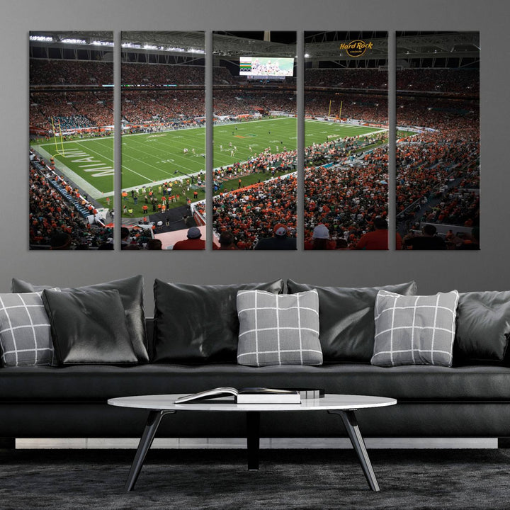 Miami Hurricanes Football Team Print - Miami Hard Rock Stadium Wall Art Canvas Print