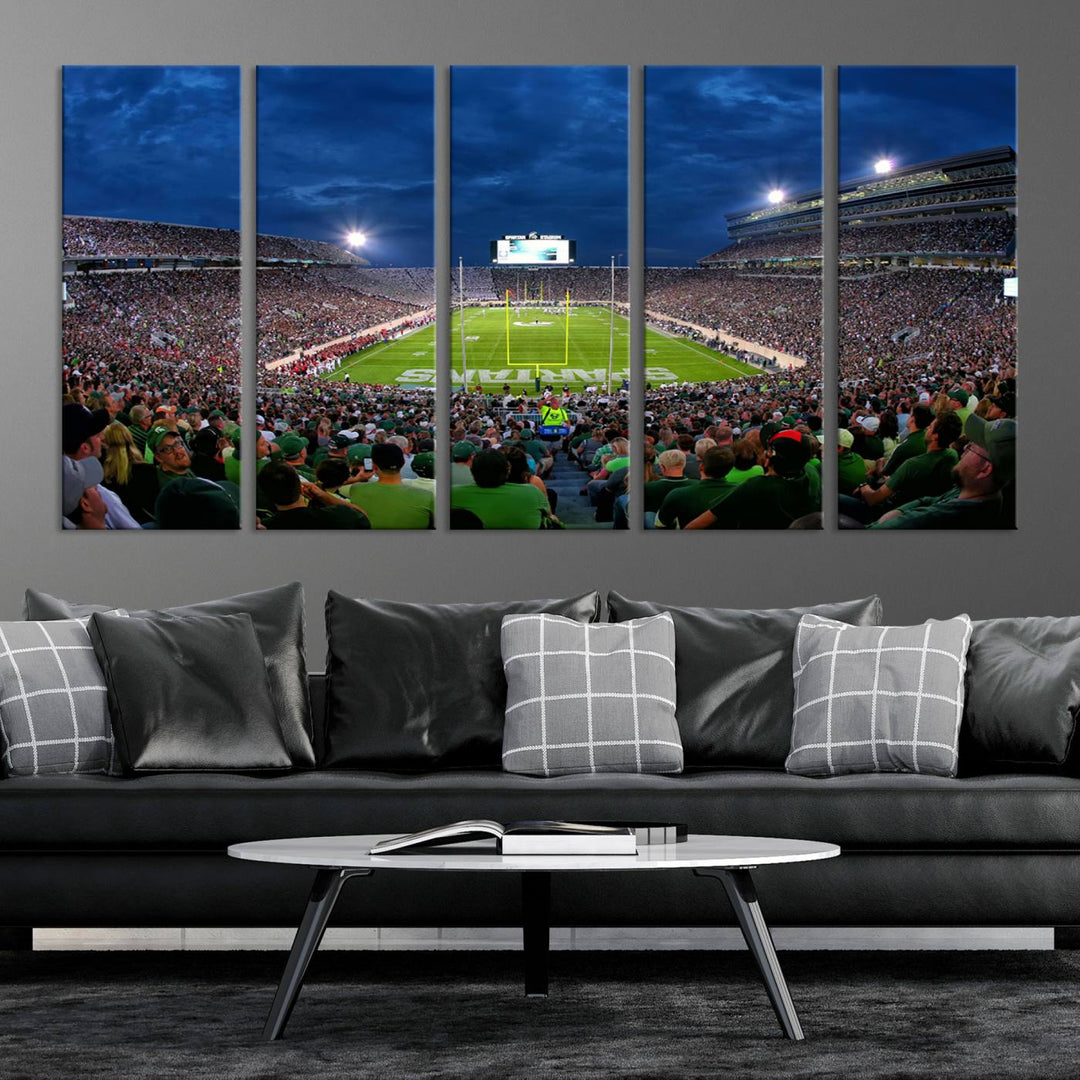 Michigan State Spartans Football Team Print - East Lansing Spartan Stadium Wall Art Canvas Print