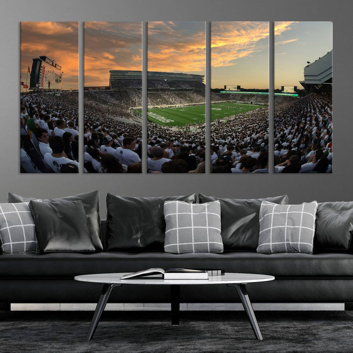 Michigan State Spartans Football Team Print - East Lansing Spartan Stadium Wall Art Canvas Print