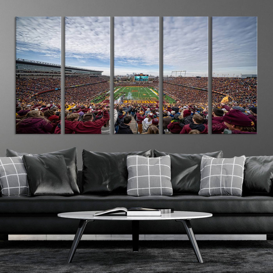 The University of Minnesotas Huntington Bank Stadium features vibrant wall art.