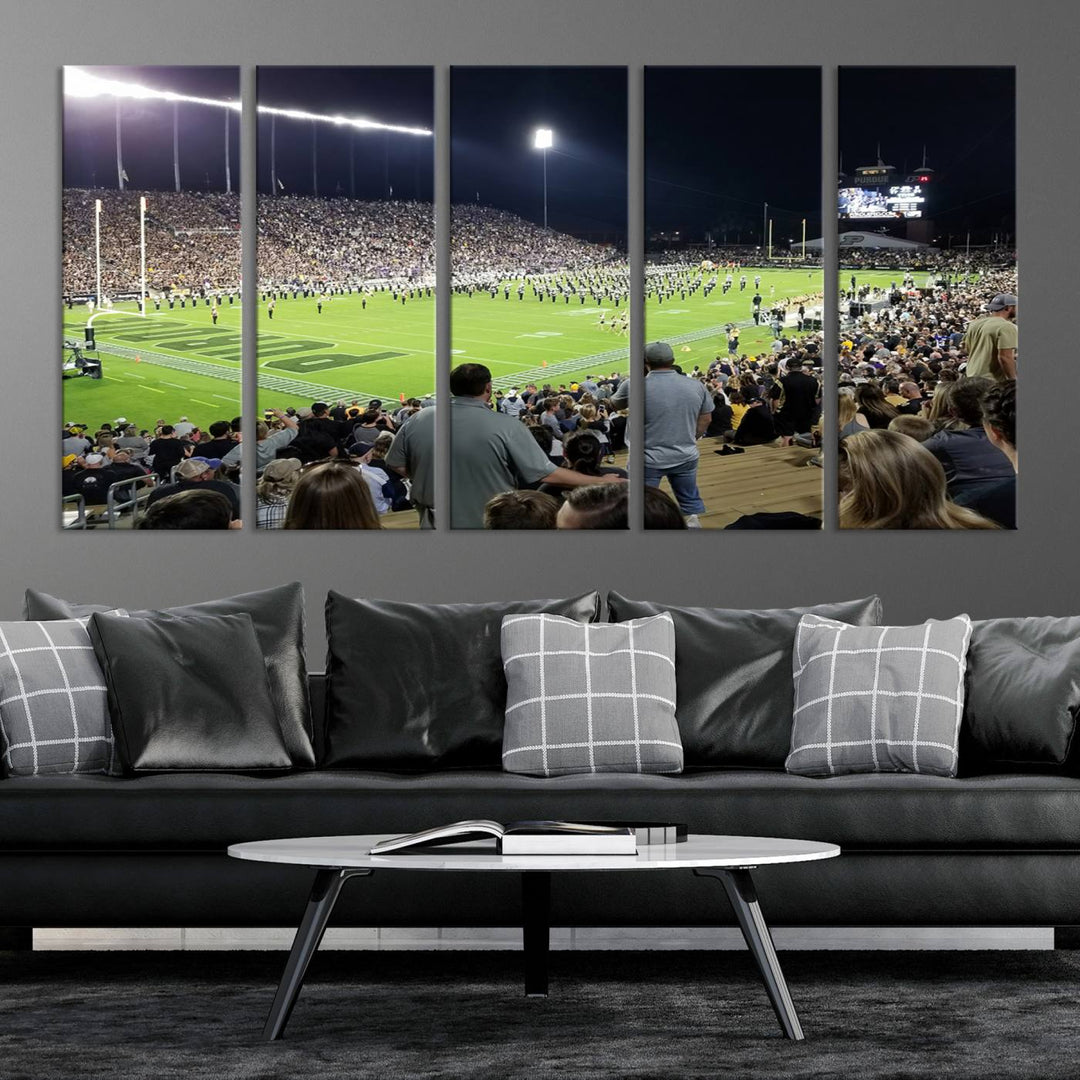 Purdue University Boilermakers Football Team Print - West Lafayette Ross-Ade Stadium Wall Art Canvas Print