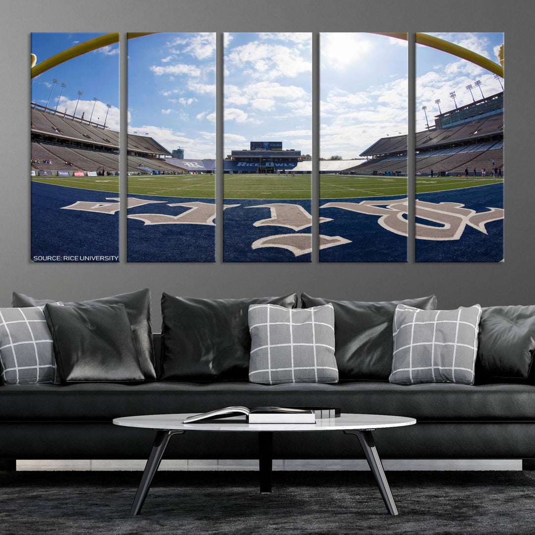 Rice University Owls Football Team Print - Houston Rice Stadium Wall Art Canvas Print