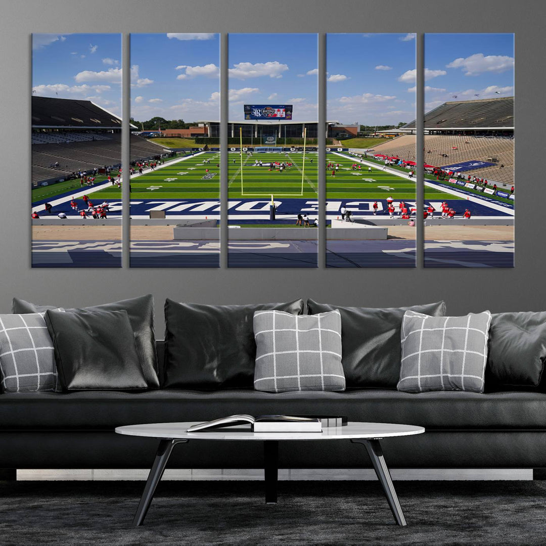 Rice University Owls Football Team Print - Houston Rice Stadium Wall Art Canvas Print