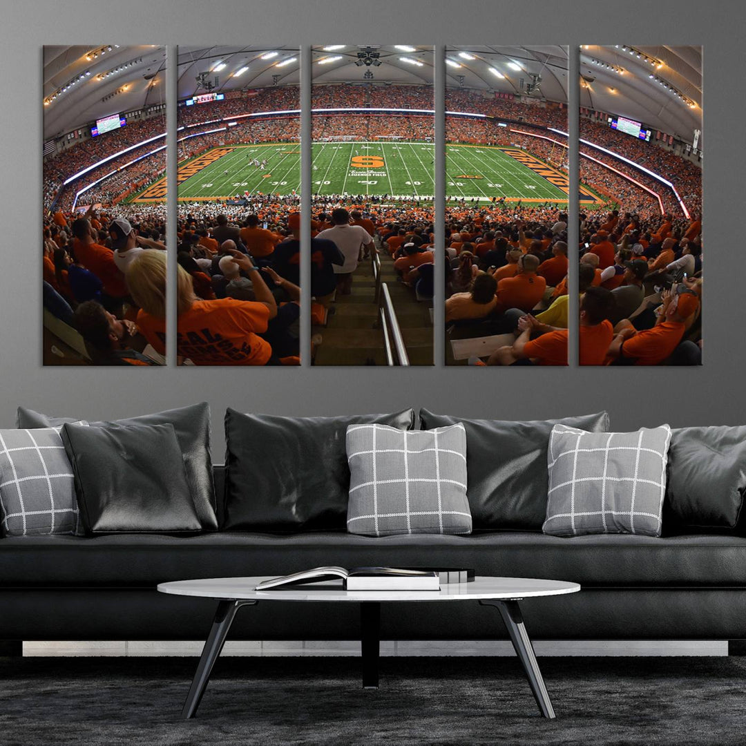 From above, the view resembles the Syracuse University Orange Football Team Wall Art Canvas.